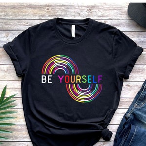 LGBTQ T Shirt, Be Yourself LGBT Flag Present, Pride Month Parade Gift, LGBTQIA+ Tshirt, Lesbian Gay Bisexual Transgender Queer Awareness