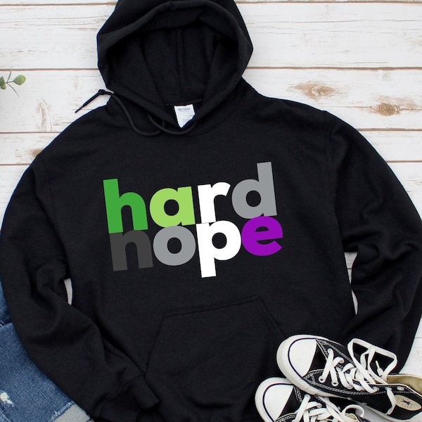 Aroace Hoodie, Hard Nope Pullover, Kapuzen Sweatshirt, Aromantic Asexual, Subtiler Pride Month, geschlechtsneutral, LGBTQ Geschenk, LGBT Winter Geschenk