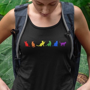 LGBTQ Cats Tank Top, LGBT Flag Racerback Tanktop, Cute Rainbow Pride Month Gift, LGBTQIA+ Visibility Present, Queer Gender Identity, Asexual