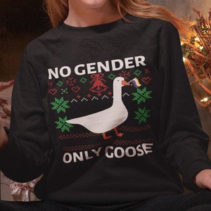 Nonbinary Flag Sweatshirt, No Gender Only Goose, LGBTQ Christmas Gift, Enby Sweater Unisex, Non Binary Gender Neutral, NB Subtle Pride Month