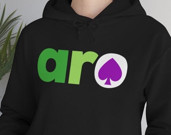 Aroace Purple Spade Hoodie, Winter Aro Ace Sweater, Aromantic Asexual Flag Gift, Winter LGBTQ Sweatshirt Pullover, Subtle LGBT Pride Month