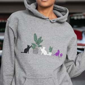 Asexual Flag Cats Unisex Hoodie - LGBTQ Ace Hooded Sweatshirt