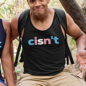 cisn&#39;t Transgender Jersey, Trans Flag Unisex Tank Top, Funny ftm mtf cisnt Gift, Subtle LGBT Pride Month Tanktop, Discreet LGBTQ T-shirt