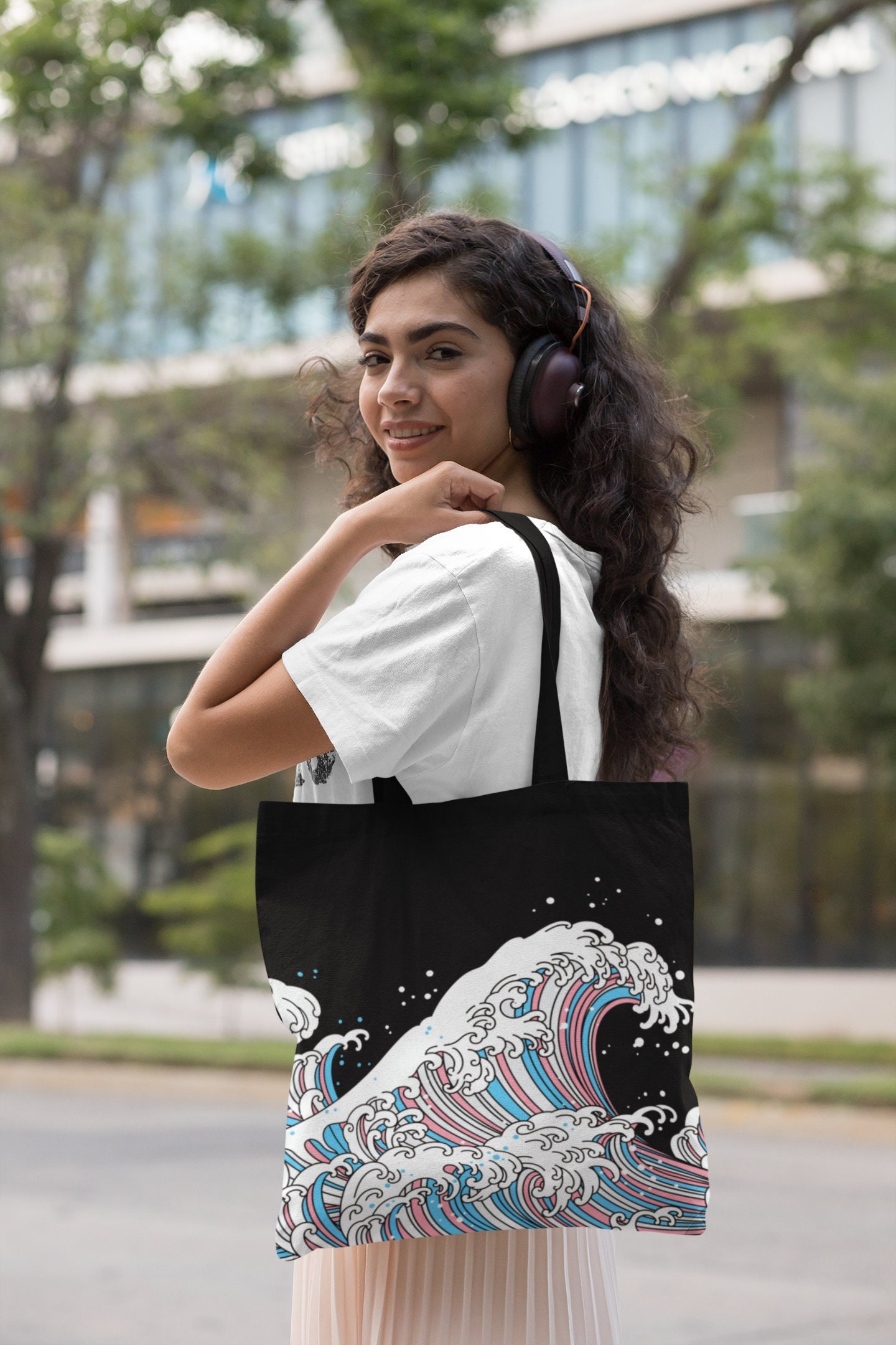 Transgender Tote Bag, Subtle Trans Flag Gift, Ftm Mtf Japanese