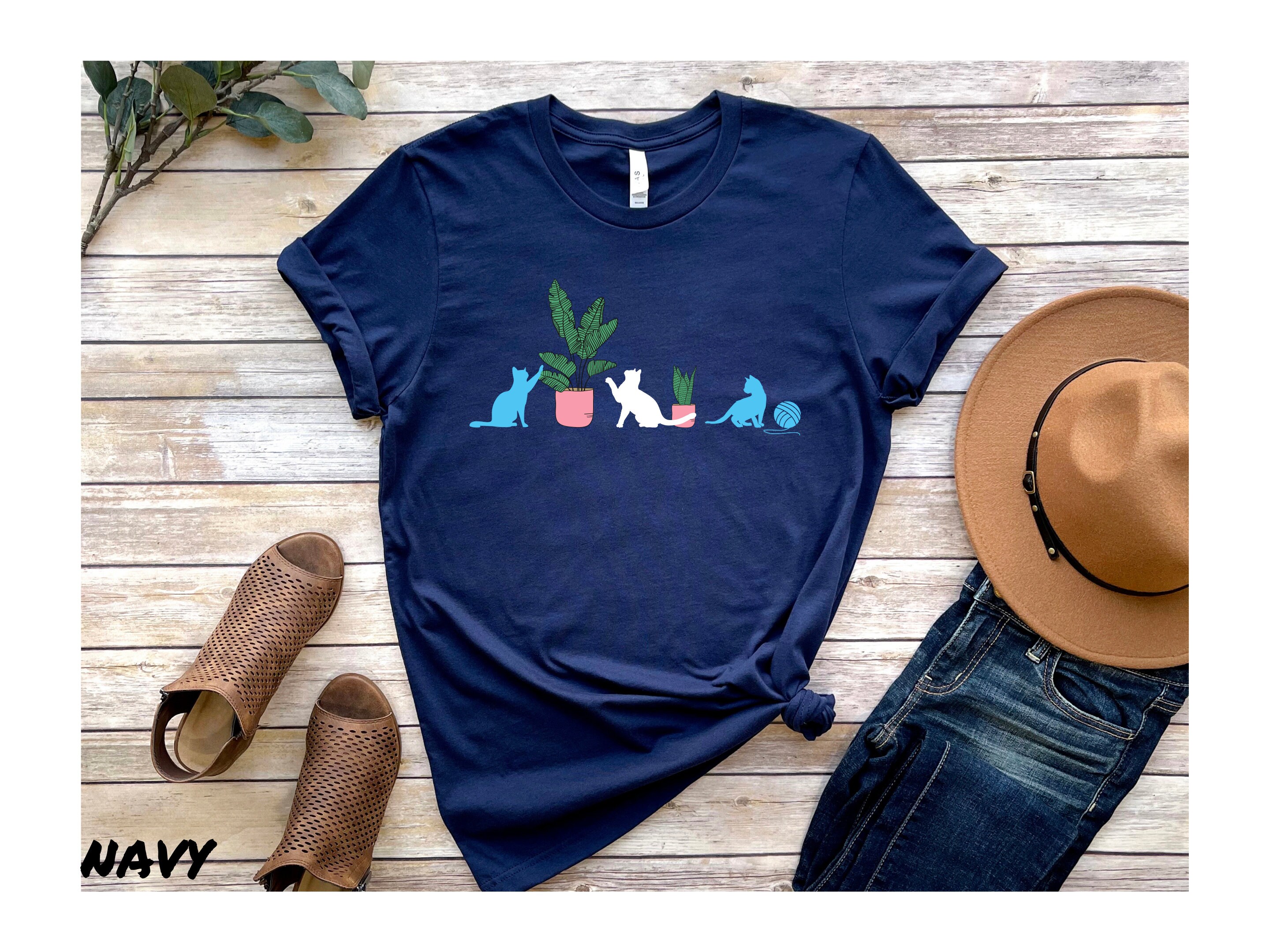 Subtle Trans Pride Flag T-shirt, Transgender Gift, Cats Plants Tshirt ...