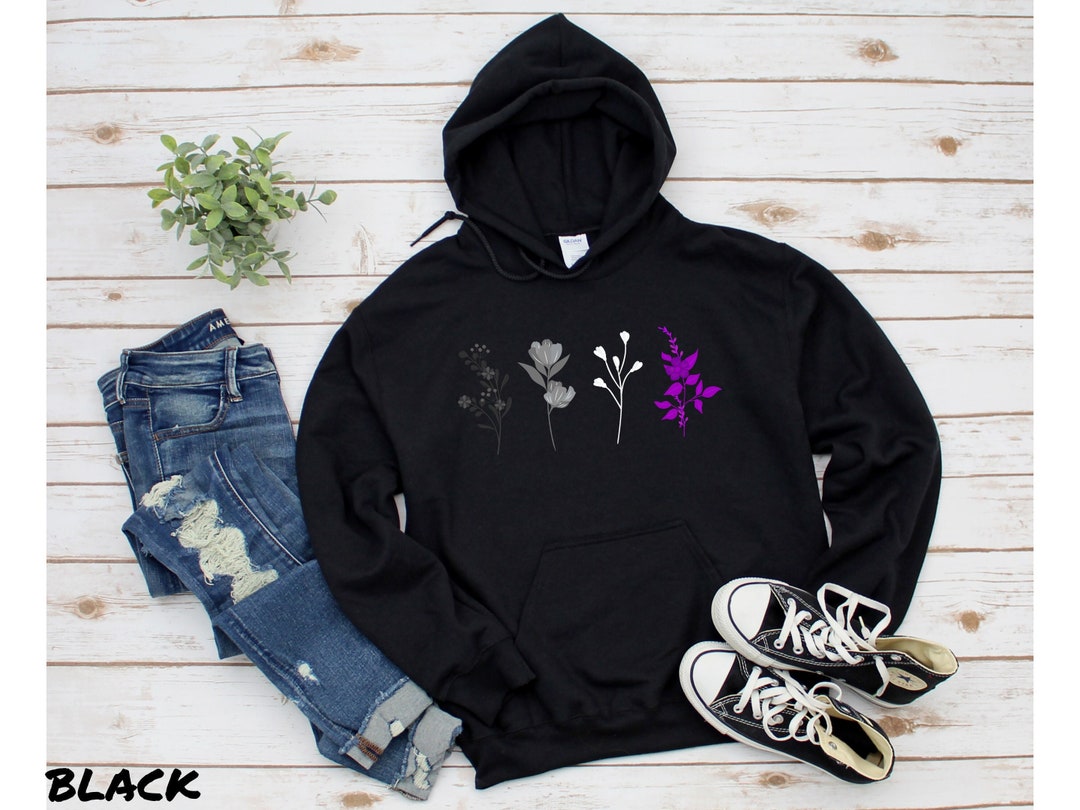 Floral Asexual Hoodie Ace Flag Flowers Gift Asexuality - Etsy