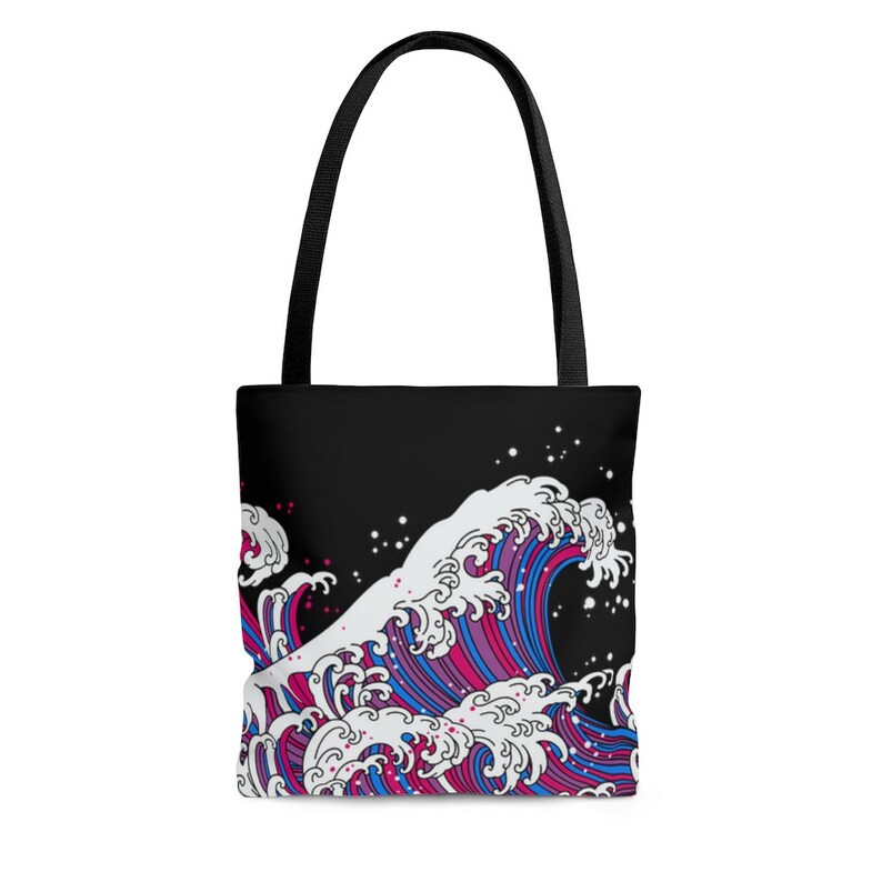Subtle Bi Bag Bisexual Tote Bag, Subtle Bi Flag Gift, Japanese Wave Art, LGBT Pride ...