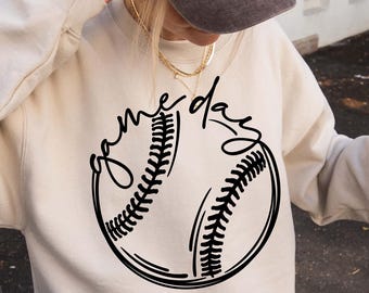 Game Day Baseball Sweatshirt, Baseball Mom Shirt, Ballpark Outfit, Sports Mom Crewneck, Baseball Season Gift for Her
