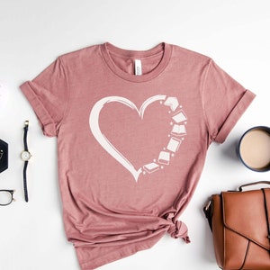 Books Distressed Heart Shirt,Teacher Heart Shirt,Book Lover Gift, Reading Shirt,Book Lover Shirt, Librarian Shirts, Teacher Book Shirt