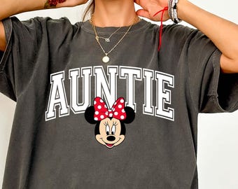 Disney Aunt Shirt Minnie Mouse Auntie Sweatshirt Aesthetic Disney Vacation Outfit for Aunts Magical Aunt Gift Comfort Colors Disney Trip Tee