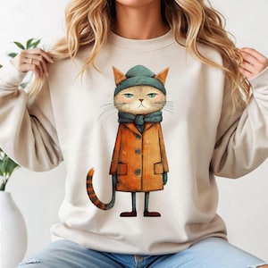 Funny Grumpy Cat Shirt, Winter Cat Sweatshirt, Aesthetic Cat Lover Gift, Christmas Cat Tee, Cozy Kitty Crewneck