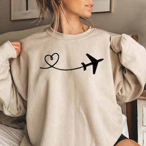Heart Plane Sweatshirt,Plane Lover,Gift For Birthday,Airplane Shirt,Airplane Sweatshirt,Plane Lover Shirt, Travel Lover Shirt,Gift for Her