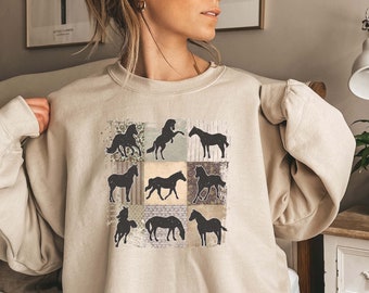 Retro Horses Sweatshirt, Horse Sweatshirt, Horse Gift, Horse Lover Gift, Horse Shirt, Horse Owner Gift, Gift for Horse Lover,