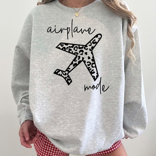 Airplane Mode Sweatshirt Leopard Airplane Sweatshirt Travel Shirt Gift For Traveler Travel Shirt Adventurer Gift Vacation Crewneck Flight
