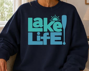 Lake Life Sweatshirt, Retro Lake Crewneck, Cute Vacation Gift for Women Men, Summer Sweatshirts Trendy Boating Crewneck, Lake Shirt