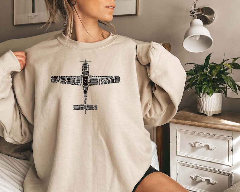 Military Phonetic Alphabet Plane Sweatshirt, Pilot Shirt, Plane Sweatshirt, Airplane Mode Sweatshirt, Airplane Shirt, Travel Sweater, image 1