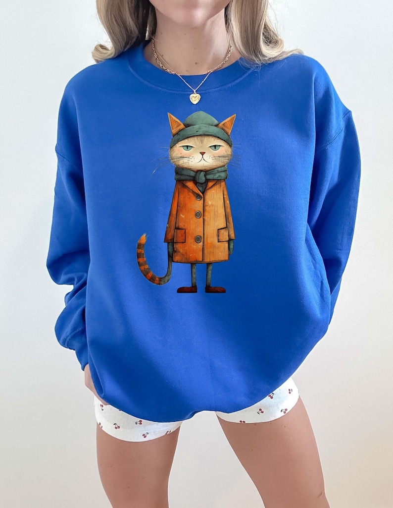 Funny Fat Cat Sweatshirt: Gray Cat in Coat & Scarf - Christmas Gift - Etsy
