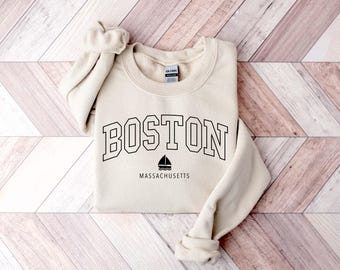 Boston Massachusetts Sweatshirt: City Boat Graphic