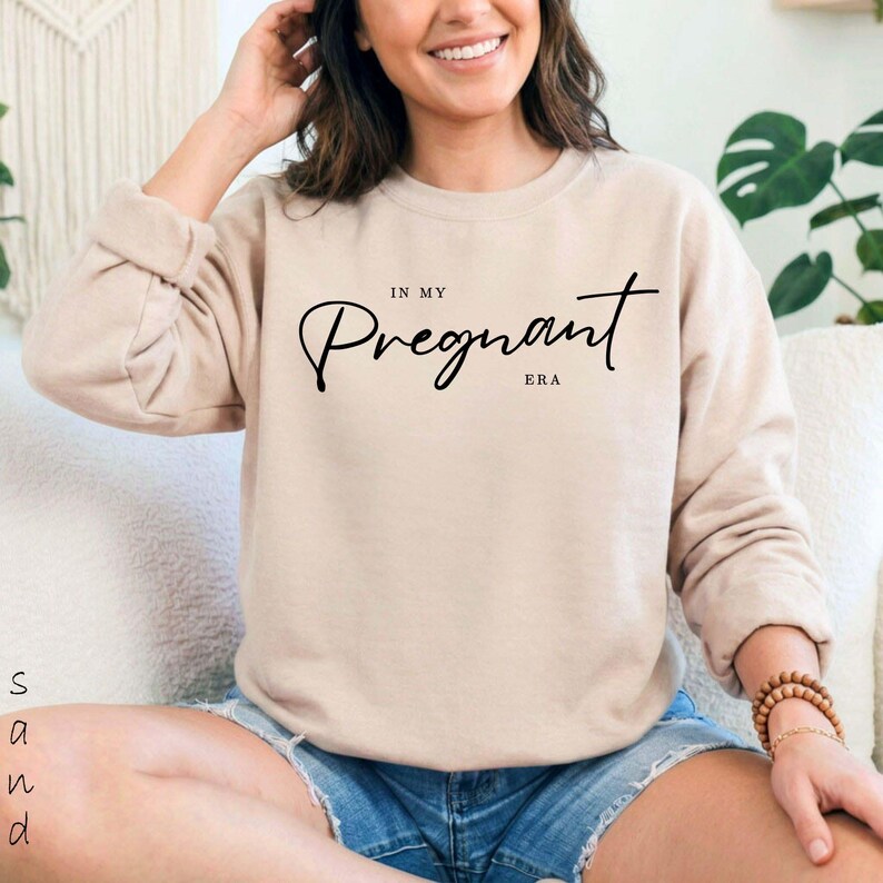 In My Pregnant Era Shirt Pregnancy Sweatshirt Mom Sweatshirt Gift For New Mom Baby Reveal Gift Pregnancy Announcement New Mama Apparel Tee image 3