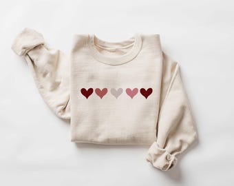 Heart Sweatshirt, Retro Valentines Heart Sweatshirt, Cute Love Sweatshirt, Women's Valentines Hearts Sweatshirt, Anniversary Day Gift