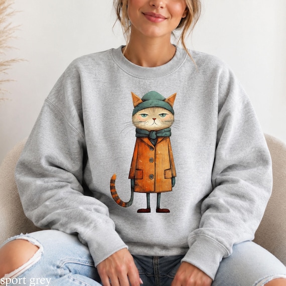 Cat Sweatshirt, Cozy Winter Cat Shirt, Funny Cat Crewneck, Cat Lover Gift, Whimsical Cat Tee, Christmas Gift