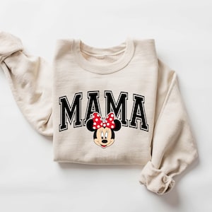 Disney Mama Sweatshirt, Comfort Colors® Minnie Mouse Mama Crewneck, Retro Disneyland Mom Sweater, Mother's Day Gift Vintage Minnie Mom Shirt image 1