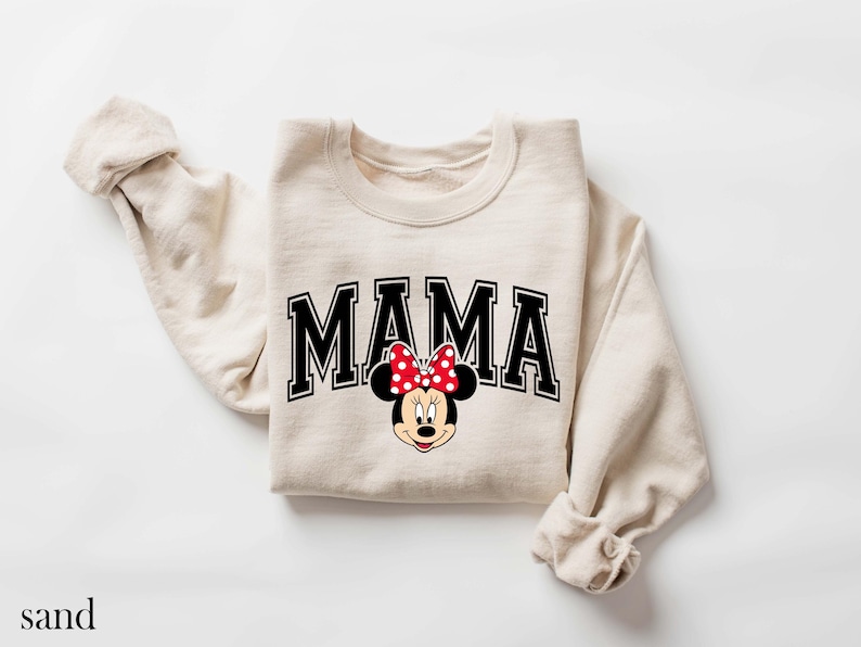 Disney Mama Sweatshirt, Comfort Colors® Minnie Mouse Mama Crewneck, Retro Disneyland Mom Sweater, Mother's Day Gift Vintage Minnie Mom Shirt image 1