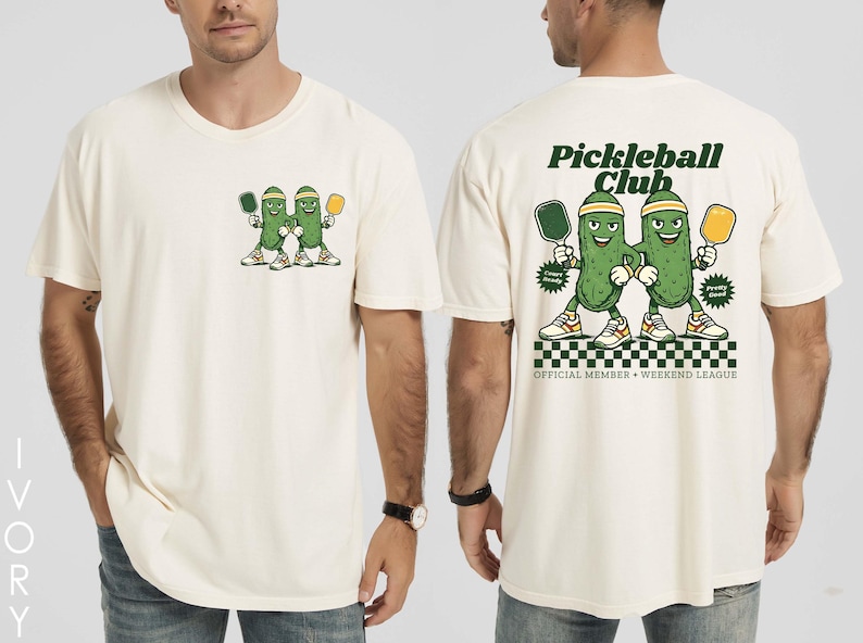 Pickleball Club Shirt, Retro Pickleball Tshirt, Funny Pickleball Player Tee, Front Back Graphic Court Top, Cute Sport Group Gift Crewneck image 1