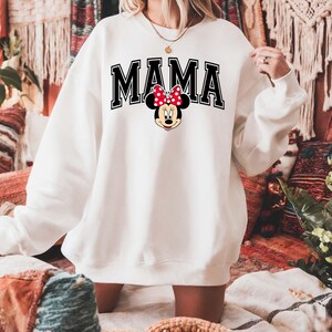 Disney Mama Sweatshirt, Comfort Colors® Minnie Mouse Mama Crewneck, Retro Disneyland Mom Sweater, Mother's Day Gift Vintage Minnie Mom Shirt image 2