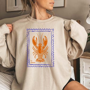 Lobster T Shirt, French Coastal Tee, Summer Ocean Distressed Shirt, Oversized Coquette Aesthetic, Nautical Style, Seafood Shirt