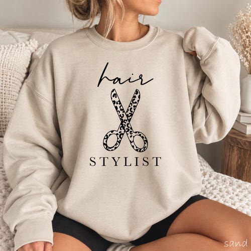 Hair Stylist Sweatshirt, Leopard Scissors Crewneck, Hairstylist Shirt, Hairdresser Gift