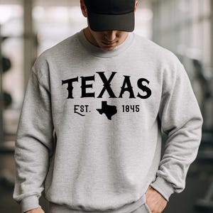 Texas Est 1845 Sweatshirt Vintage Western Cowgirl Shirt Texas State Crewneck Retro Austin Souvenir Retro Dallas Lone Star Local Pride Tee Bild 3