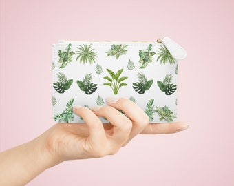 Tropical Leaves Faux Leather Mini Clutch Bag