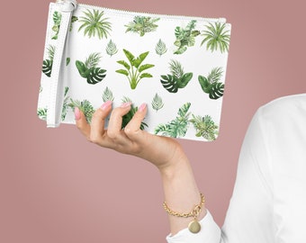 Tropical Leaves Clutch Makeup Pencil Bag