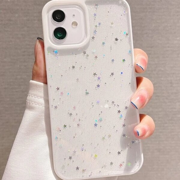 cute clear glitter stars phone case for iPhone 11 12 13 pro xs max cover iPhone X XR XS Max 7 8 plus SE 2020 crystal clear shockproof girly