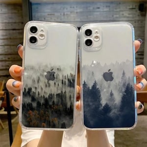 Mountain Forest Cloud Clear Printed Phone Case For iphone 7 8 Plus 11 12 13 Pro Max X XS Max XR SE2020 Transparent Cover shockproof nature