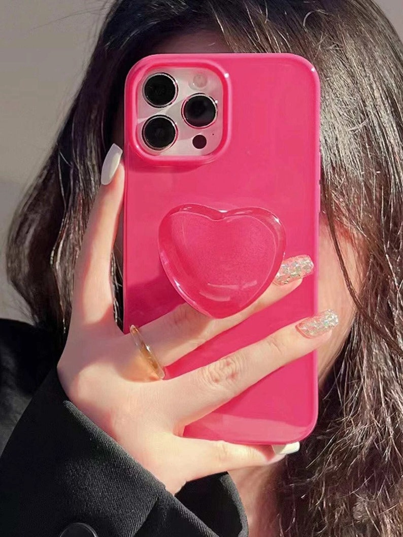 Cute Pink Heart Phone Case Iphone 11 12 13 Pro Max Cover Etsy