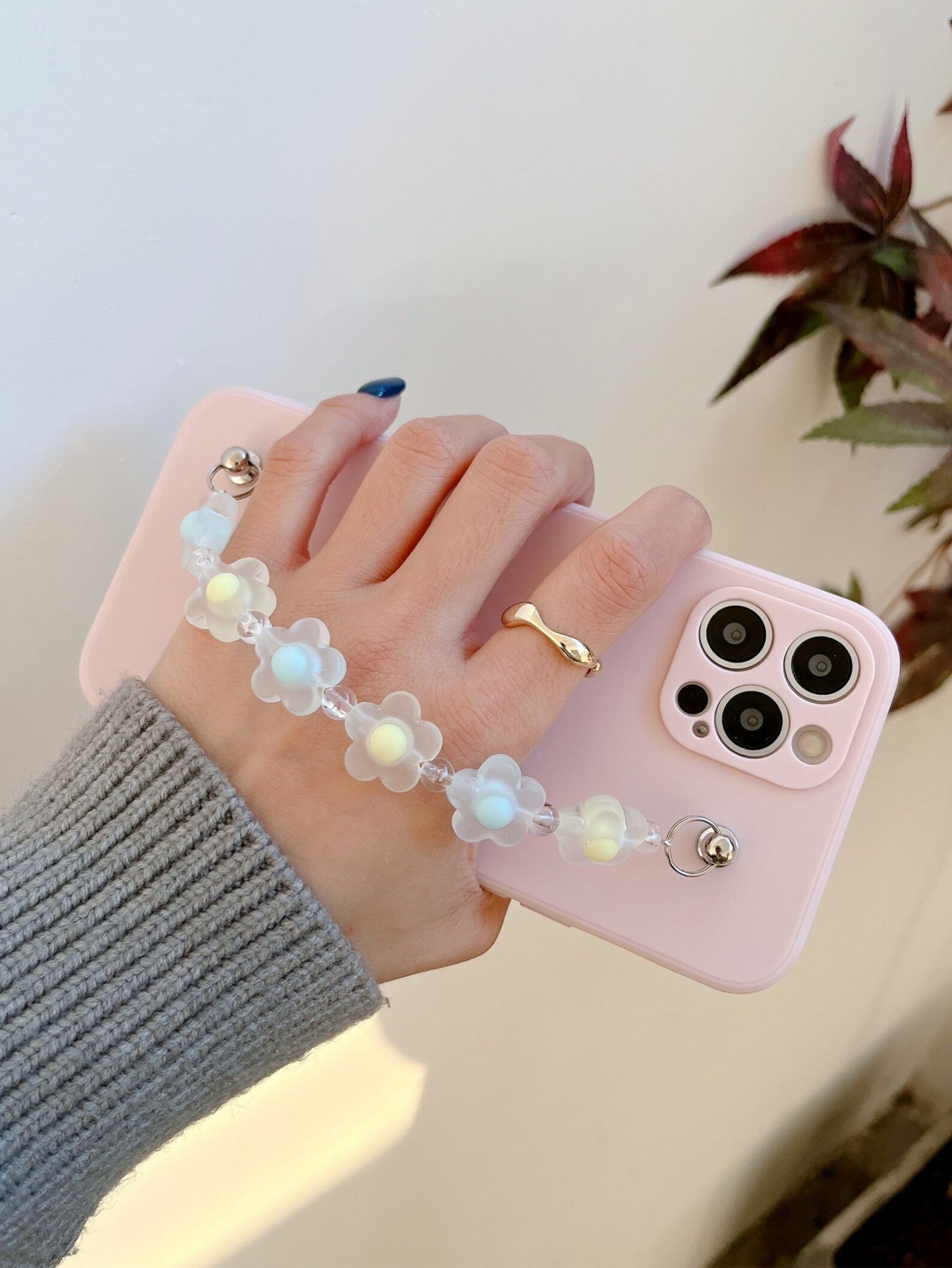 Pastel Flower Print Bead Chain Phone Case for Iphone 11 12 13 Etsy