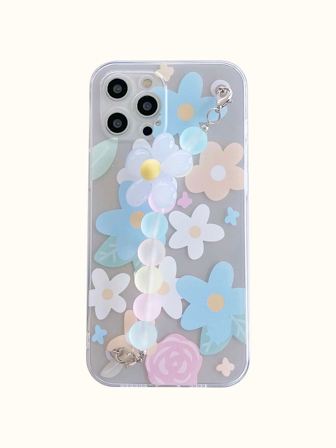 Pastel Flower Print Bead Chain Phone Case for Iphone 11 12 13 Etsy