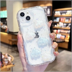 3d cloud phone case iPhone 15 11 12 13 14 pro max cover iPhone shockproof protective cute clear glow in the dark clear pastel girly candy