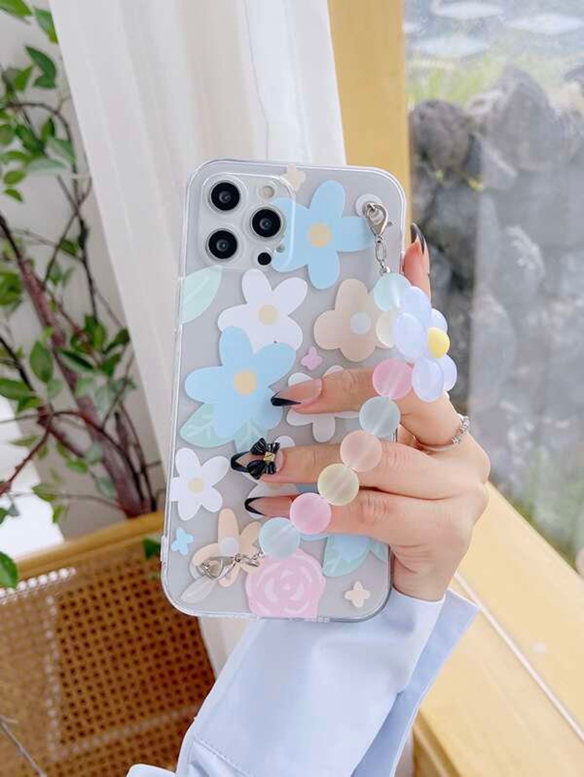 Pastel Flower Print Bead Chain Phone Case for Iphone 11 12 13 Etsy
