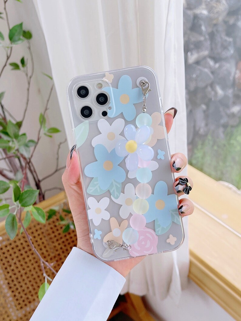 Pastel Flower Print Bead Chain Phone Case for Iphone 11 12 13 Etsy