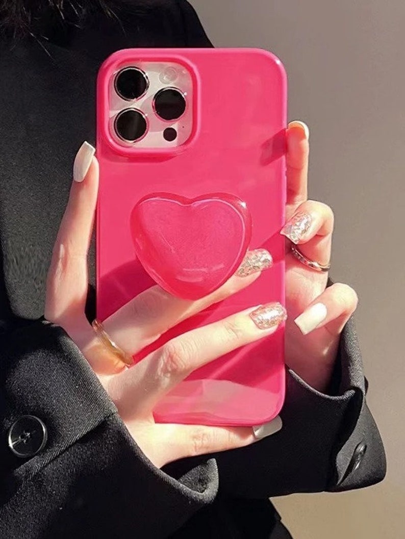 Cute Pink Heart Phone Case Iphone 11 12 13 Pro Max Cover Etsy