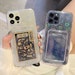 holographic transparent phone case card holder iPhone 11 12 13 Pro Max 12Pro XR XS 8 7 Plus silicone shockproof prism cover iridescent heart 