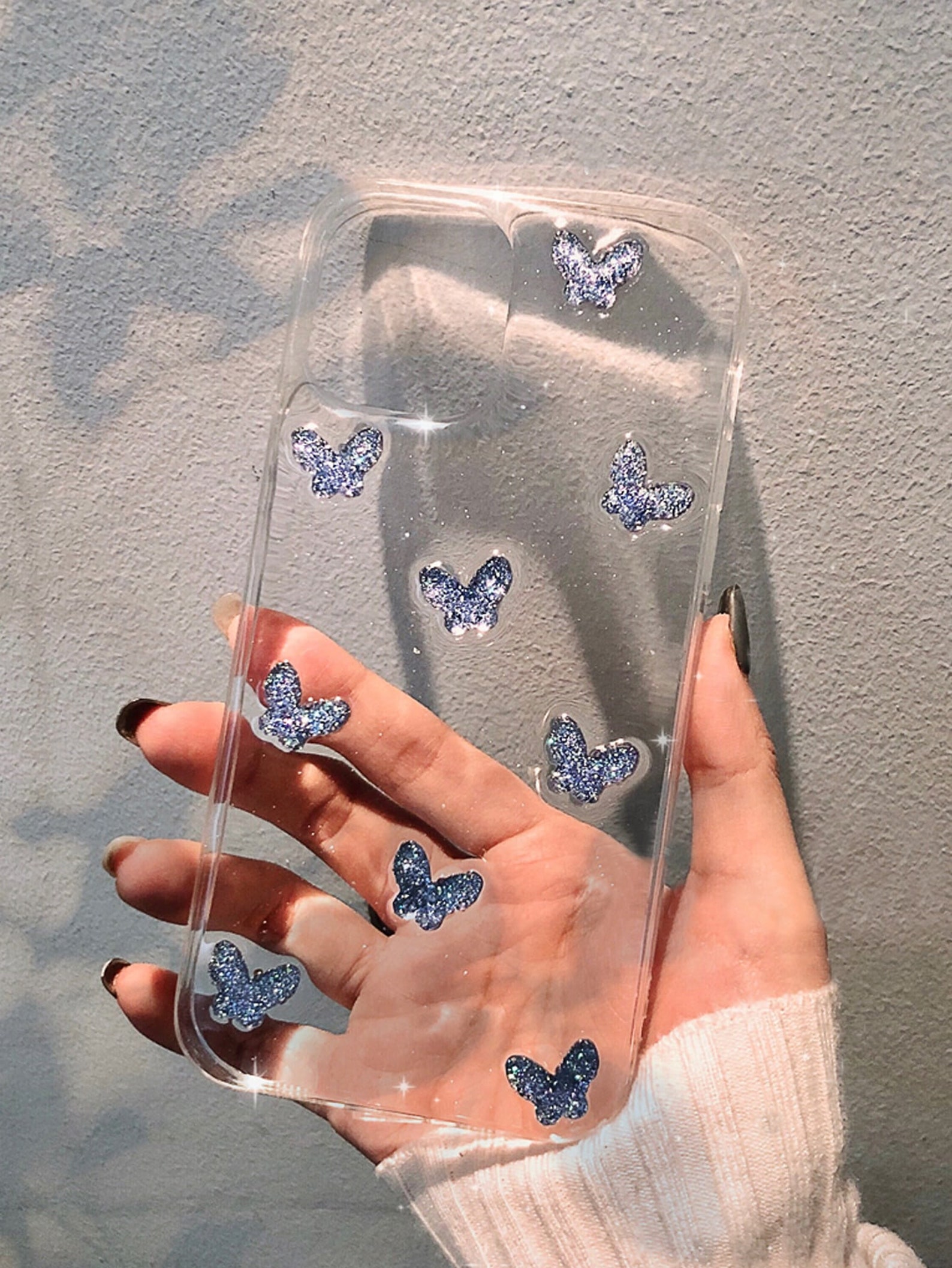 Clear Butterfly Glitter Phone Case Holder Iphone 11 12 13 Pro Etsy