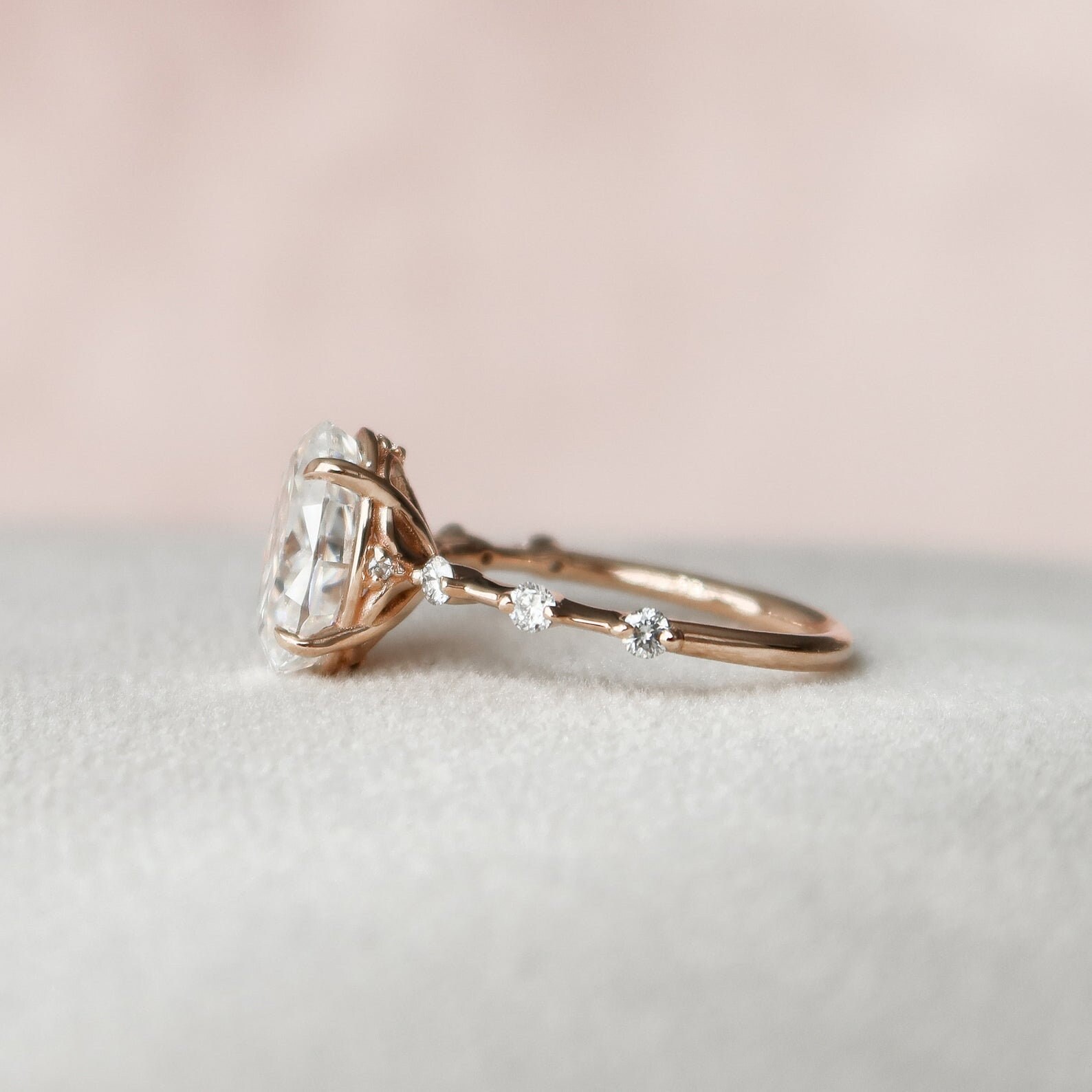 2.5CT Oval Engagement Ring Dainty Moissanite Wedding Ring Etsy