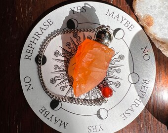 Raw Carnelian Bullet Chamber Pendulum Board Divination Tool unique