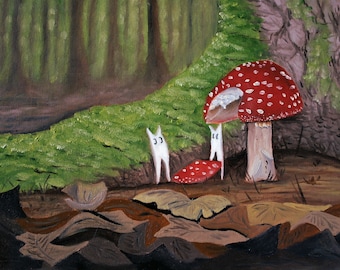 Forest Sprites Mushroom Feast Kunstdruck: Motiv Buchweizen-Buch