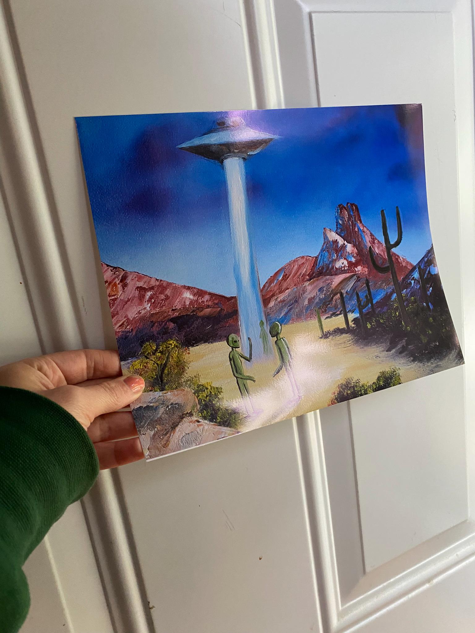 絵画 Alien Donation Alien Abduction Art Print: UFO Spaceship Oil Painting - Etsy