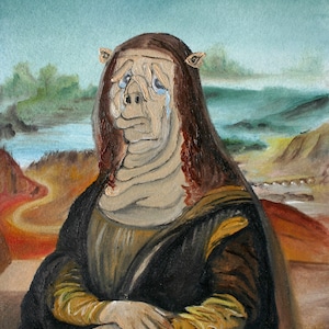 Squonka Lisa Art Print: Humorous Cryptid Mona Lisa Reproduction